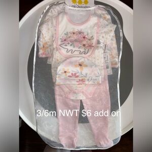 Pink Floral Baby Matching Set - 3/6M